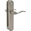 Amig - Set di 2 maniglie per porte | Manovella funzionale ed ergonomica | Piastra ovale in acciaio e maniglia in zamak | argento opaco | senza bocallave | 237 x 40 x 55 mm