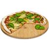 Relaxdays Piatto Pizza Rotondo, Diametro 33 cm, Tagliere con 6 Scomparti per Fette, Vassoio da Portata, Legno Naturale