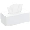 HIIMIEI Scatola quadrata per fazzoletti cosmetici, in acrilico, con copertura magnetica, per sala da pranzo, bagno, camera da letto, auto, ufficio (bianco, 25 × 13 × 9 cm)