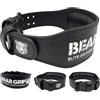 BEAR GRIP Power Belt - Elite Edition Cintura in pelle per sollevamento pesi per uomo e donna, cintura a doppio rebbio per palestra, powerlifting, stacchi, trazioni ponderate (L, nero, 4 cinture in