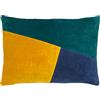 furn. Morella - Cuscino imbottito in poliestere, cotone, colore smeraldo/ocra/blu navy