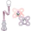 MAM Skin Soft - Mini ciuccio in silicone Start appositamente progettato per neonati e prematuri / 0-2 Mo. Girl // set da 2 pezzi // con scatola per il trasporto sterilizzatore e nastro NIP