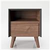 Playboy Comodino 1 scomparto aperto e 1 cassetto, gambe in legno massiccio e soft-close, tavolino, vano portaoggetti, tavolo in legno, design retrò, stile club