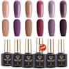 BISHENGYF Smalto Semipermanente Nude Smalto per Unghie Nail Polish Set French Manicure Salon Nail Art Kit 6x10ml (Serie Viola)