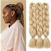 Gairyan Extension per Treccine Africane Extension Capelli Finti per Treccine Afro 60cm Ombre Kanekalon Treccia Capelli Sintetici Crochet Twist Jumbo Braids 3 Pezzi (Biondo Naturale)