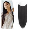 Gairyan Extension Capelli Filo Invisibile Secret Hair Extension Clip Capelli Finti Fascia Unica Hair Extensions Wire Trasparente Capelli Sintetici Naturali Lunghi Lisci Dritti 50cm - Marrone scuro
