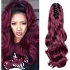 Cybelleza Coda Capelli Extension Coda di Cavallo Estensioni per Capelli Ricci Mossi Ondulati Lunghi Sintetici Ponytail Claw Posticci Parruchino Donna,Rosso Vino