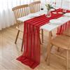 AOKSUNOVA Runner da tavolo rosso chiffon, decorazione da tavolo natalizia