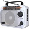 Audiocrazy Radio Portatile AM/FM/SW1-2 Multibanda Radio con Batteria Ricaricabile da 1800 mAh, Cavo AC o Radio FM Portatile a Pile, Altoparlanti，Jack Per Cuffie, Ingresso AUX Bianco