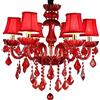 Aiwen Nozze Festa Lampada da Soffitto Lampadario a Candela Di Cristallo Rosso Vetro Plafoniera Camera da Letto Luce Pendente Soggiorno Lampada 6 Luci Con Paralume