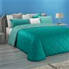 Clara Home Milano CLARA HOME Trapunta Matrimoniale 2 Piazze Invernale 300gr/mq Double Face Color Acquamarina/Tiffany, Piumone in Soffice Velluto Manopesca, Made in Italy