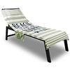 BIANCHERIAWEB Telo Mare Happy Place 75x190 cm Lettino Spiaggia Con Cuscino E Tasche Beige