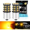 Alopee Lampadina P21W LED 10V-30V - Senza Polarità 33 SMD 2835 Ambra Brillante per Indicatori di Direzione BA15S, Compatibile con 1156/7506 (Confezione da 2)