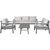 EuroGarden SET DA GIARDINO EURO GARDEN LUXURY IN ALLUMINIO E TESSUTO COLORE GRIGIO, 5 SEDUTE E TAVOLINO