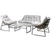 EuroGarden SET DA GIARDINO EURO GARDEN LAS VEGAS IN METALLO E PE RATTAN COLORE GRIGIO CON CUSCINI, 4 SEDUTE E TAVOLINO