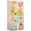 HOMCOM Mobile Scarpiera Modulare Salvaspazio con Disegni Animali per Interni, 8 Cubi 35x45x35cm in Plastica PP e Acciaio, 74x47x144cm, Rosa|Aosom