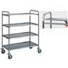 Carrello inox a 4 ripiani, con piani ASPORTABILI. Portata 60 Kg. Dim.cm. 86x51x126HH