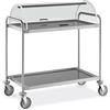 Carrello inox a 2 ripiani con cupola in plexiglass. Portata 100 Kg. Dim.cm. 108x59x112H