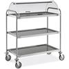 Carrello inox a 3 ripiani con cupola in plexiglass. Portata 100 Kg. Dim.cm. 108x59x112H