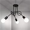 DAXGD 3 Luci Lampada da Soffitto, E27 Plafoniera in Metallo Industriale, Vintage Lampada a Sospensione Nero per Soggiorno, Camera da Letto, Cucina, Ristorante, Diametro 40CM (Senza Lampadine)