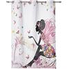 ADKMC Tenda Oscurante Con Occhielli - Rosa Cartone Animato Ragazza Farfalla 140X100Cm Stampa Foto 3D, Termica Isolante Tende Finestre Soggiorno Cameretta Bambini Per Casa Moderne