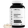 Hivital Foods Selenio 100 mcg. 180 capsule vegane per 6 mesi di trattamento. L-Selenometionina attiva con Vitamine A, E e C. Senza lievito. Prodotto in Europa da HIVITAL