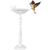 Relaxdays Abbeveratoio, Vaschetta per Uccellini da Terra, Decorazione da Giardino, Accessori per Uccelli, 40 cm, Bianco