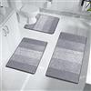 Enyhom Tappeto Bagno 3 Pezzi, Shaggy Tappeto Doccia in Microfibra, Tappetini Bagno Super Assorbente, Lavabile in Lavatrice, Morbido Tappetino Doccia, con a Forma di U Tappetini per il Bagno, Wc, Vasca