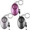 Qoosea Emergenza Allarme personale [confezione da 3] Qoosea Scream Safesound Allarme 140dB LED Torcia elettrica per bambini/donne/Anziani/Studente Protezione autodifesa protetta (Nero + Argento + Viola)