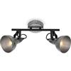 BRILONER - Faretto da soffitto vintage, lampada da soffitto girevole retrò, plafoniera, 2x attacco E14, Argento-Creato, 305x100x180 mm