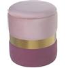 DRW Pouf Contenitore in Legno + MDF, Metallo e Poliestere 2 tonalità e Oro 37 x 43 x 7 cm, Rosa e Dorato, 7x43x7cm