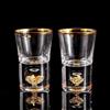 DUJUST Bicchieri da Shot(45ml), set di vetro con cristallo decorata con fiocchi di foglie dorate 24 carati, BPA-free e senza piombo, perfetto per arredamento e collezione, scelte regalo - 2 pz