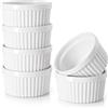 DOWAN Pirottini per Soufflé Set, 6 X 235ml Stampi a Prova di Forno per Crème Brulée, Muffin, Dolci e Pasticceria, Mini Ciotola di Porcellana per Forno, Salsa, Snack, Fruttoda, Ø 10cm-Bianco