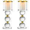Sziqiqi Portacandele a Colonna in Cristallo, Set di 2 Candelieri in Vetro Trasparente, Candelabri Centro Tavola Moderno per Soggiorno Matrimonio Porta Candele per Decorazione Natalizia, Oro