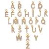 NBEADS 26pz ciondoli in metallo a forma di lettera, con micro pavè, in ottone, con lettere dalla A alla Z, con zirconia cubica, piccoli ciondoli per la creazione di gioielli