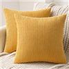 MIULEE Federe Cuscini 2 Pezzi per Divano Copricuscini per Camera da Letto Quadrate Federa in Velluto a Coste per Letto Matrimoniale Moderna Arredo per Casa 40X40 CM Giallo Zenzero