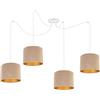 Light Home LH Light-Home Spider Milan Lampadario a Sospensione - Lampadario Ragno - Lampade a Sospensione in Tessuto con Paralume Moderno - 4 Luce - E27 - Beige e Oro - Cavo Bianco