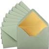 NEUSER PAPIER 10 buste DIN C5 15,7 x 22,5 cm in verde eucalipto con fodera in seta dorata, adesivo umettabile, buste vuote, buste postali senza finestra in formato C5, marca GUSTAV NEUSER
