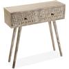 VERSA Anish Consolle Ingresso, Tavolo Consolle, Tavolino Ingresso, Tavolo Salotto, con 2 cassetti, Misure (A x L x l) 81,5 x 25 x 80 cm, Legno, Colore Marrone e Grigio