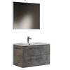 MaMa Store 60-Mobile Bagno Sospeso 60 CM LARICE Lavabo, Specchio e Lampada LED, L.62 X P.47, Legno, Grigio Cemento, L. 62 X P. 47 X H. 53 CM