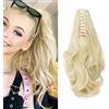 Cybelleza Posticci per Capelli Extension Coda di Cavallo Extension Ricci Ondulati Lunghi Sinttici Ponytail Finti Mossi 12 - Bleach Blonde