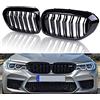 Gangying Griglie Anteriore Nere Lucide in ABS per BMW Serie 5 G30 G31 G38 530E 530i 540i 550ix 2017-2020 Double Lamelle