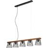 BRILONER Lampada a Sospensione con 5 luci, retrò/Vintage, Regolabile in Altezza, Look griglia, 5X E14, Max. 25 Watt, Metallo-Legno, Nero, 1100x150x1360mm (LxPx W