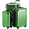 Hauptstadtkoffer ALEX Set di 3 Valigie - Bagaglio a Mano 55 cm, Valigia Media 65 cm e Valigia Grande 75 cm, Rigide ABS+PC, Lucchetto a Combinazione, Verde