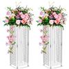 Nuptio Centrotavola per Matrimoni Vasi Tavola - 2 Pezzi 60cm Altezza per Vasi Fiori Decorazioni Tavola per Feste - Eleganti Tavoli Decorazioni per Matrimoni Sfusi Centrotavola in Cristallo Geometrico