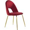 DRW Set di 4 sedie in Velluto e Metallo Rosso e Oro 50 x 51 x 86 cm, Alt. Seduta 47 cm, Grande