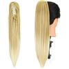 Gairyan 52cm Coda Capelli Extension Mesciate con Pinza, Posticci per Capelli Sintetici Lisci Coda di Cavallo Claw Ponytail Coda Extension Clip Balayage Lunghi, Bionda scura Ombre Bionda candeggina