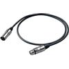 PROEL BULK250LU5 Cavo audio professionale bilanciato Cannon XLR 3P M a Cannon XLR 3P F - 5mt, Nero