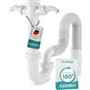 Engelbach® Sifone Lavandino Cucina Flessibile - Con Doppia Connessione per Dispositivi - Tubo di Scarico Regolabile - Made in Germany