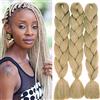 Cybelleza Treccine Africane Extension Capelli Sintetici 3pcs 60cm Trecce Afro Extension Capelli per Treccine Africane Finti Estensioni Ombre Braiding Hair, Biondo Naturale